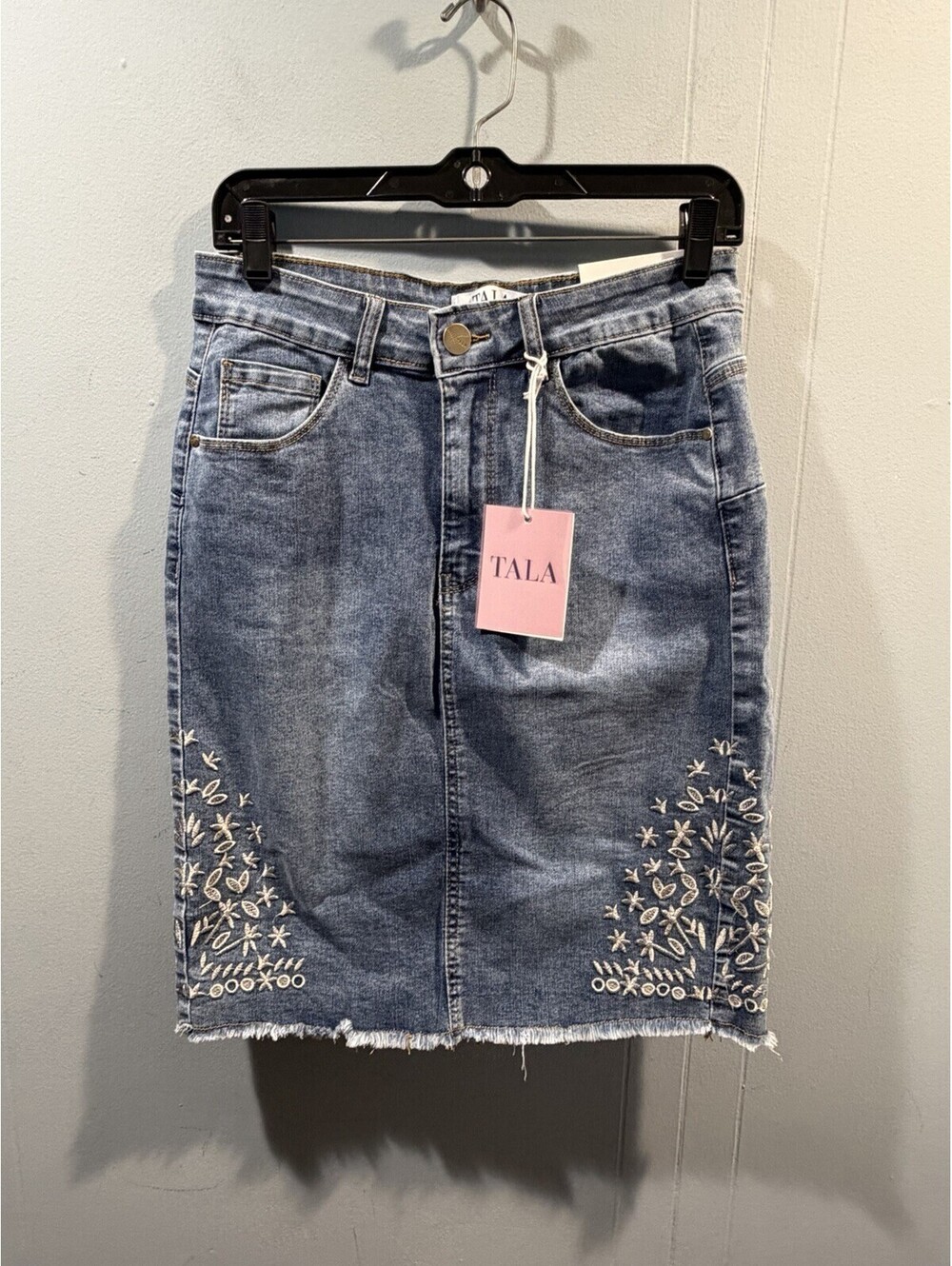New Womens Tala High Rise Skirt Size Large Blue Embroidered Floral